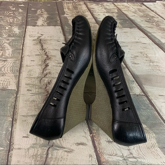 Vintage Brazilian Made Bon-Bons Black Leather Wing Tip Wedges Shoes Size 8 - Picture 7 of 15